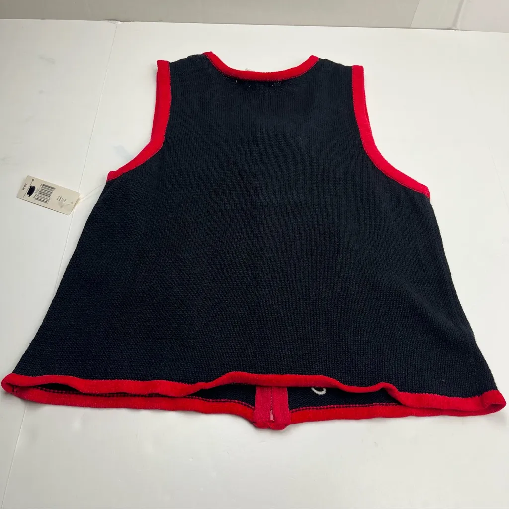 Kim Rogers Christmas Holiday Winter Festive Cat Knit Vest XL Black Red NEW *FLAW - Image 9