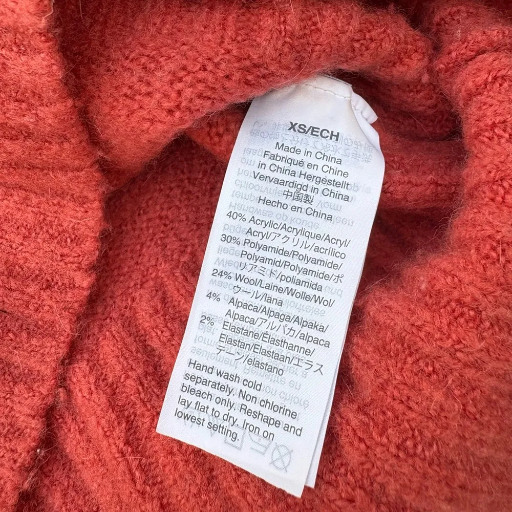 Madewell Fulton Sweater Coral Pink Alpaca Wool Blend Knit High-Neck Size XS - Image 4