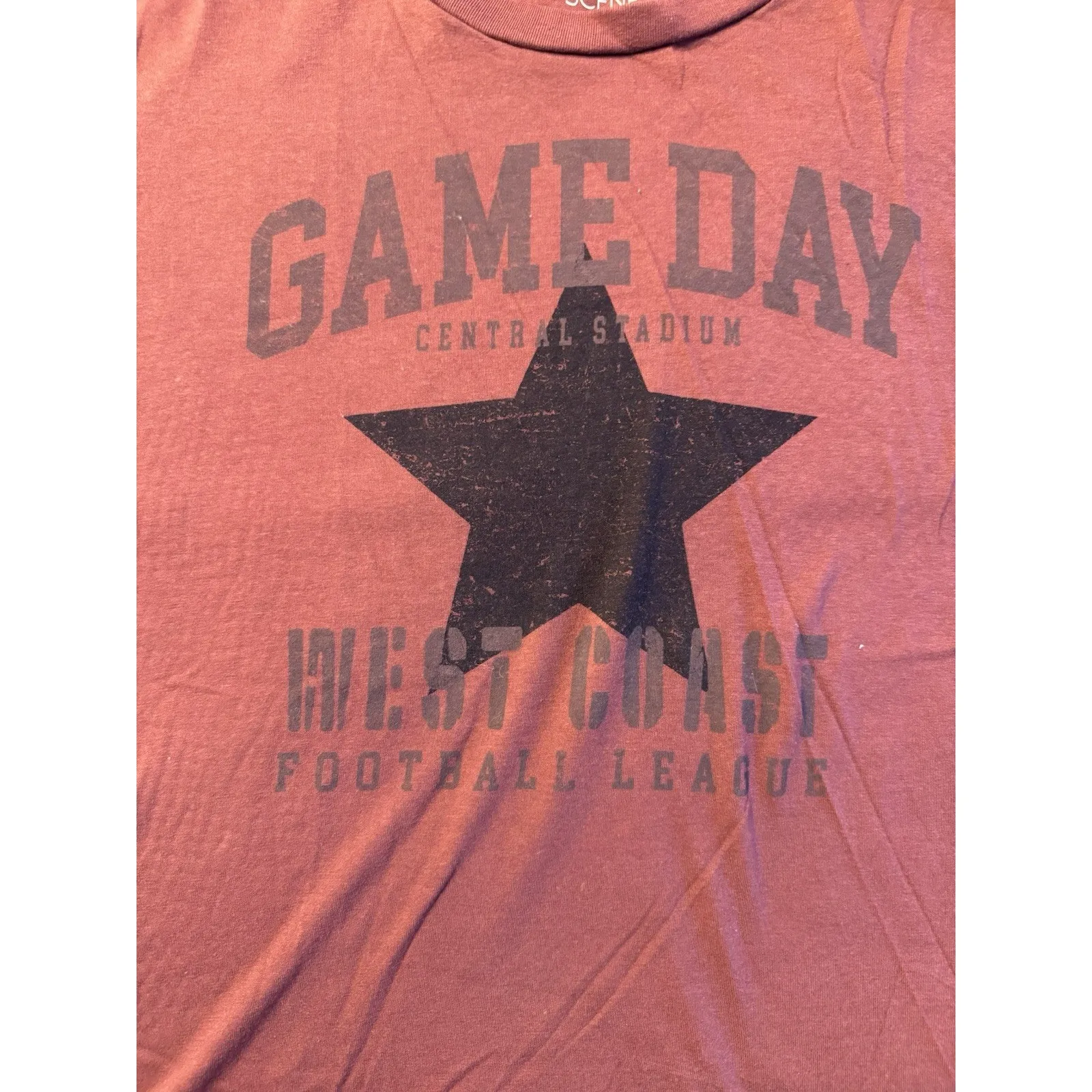 Social Scene Women's XL Short Sleeve Shirt Burgundy Maroon Game Day Mesh Fancy - Image 2