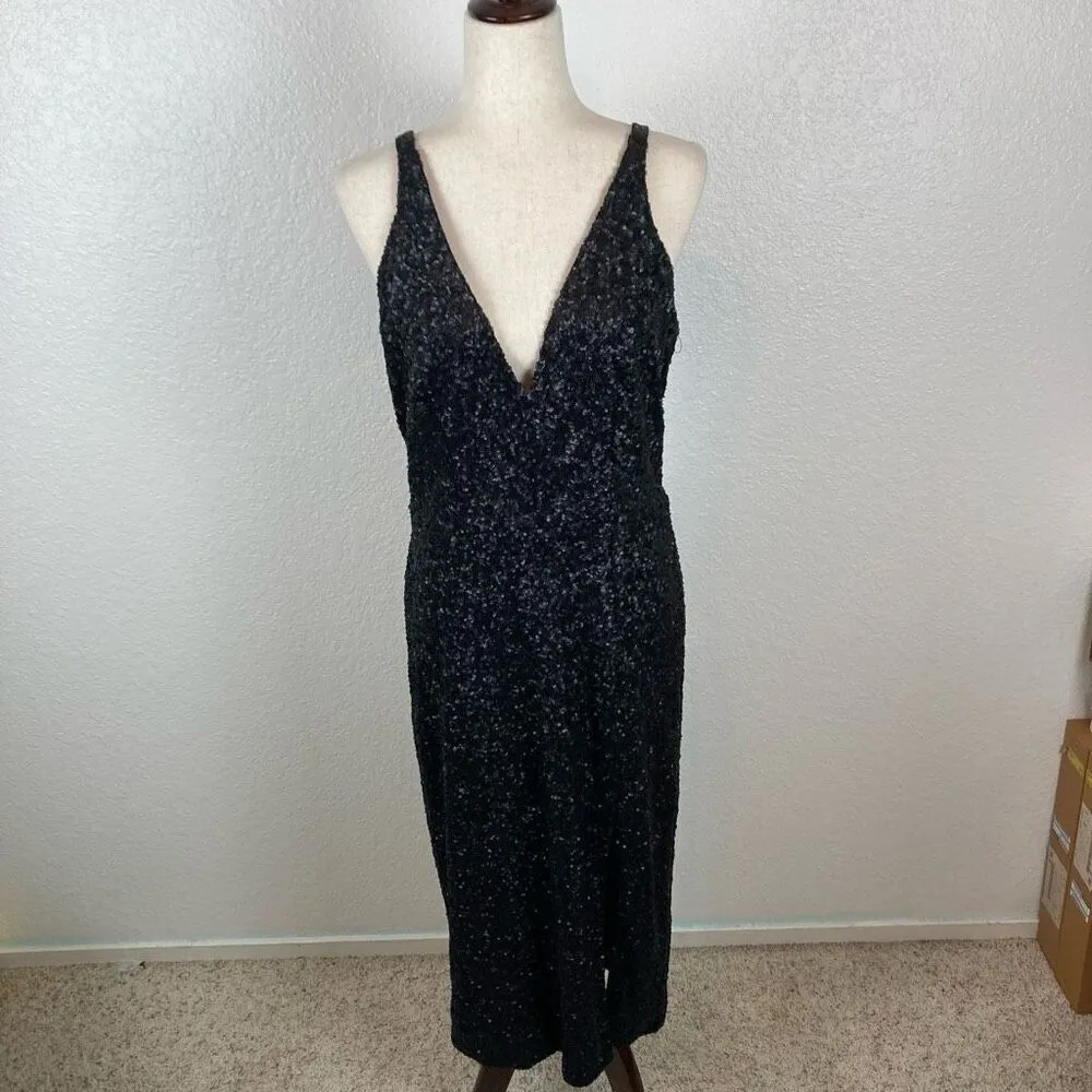 Dress The Population black sequin sheath maxi  long dress womens size L Mob Wife - Image 5