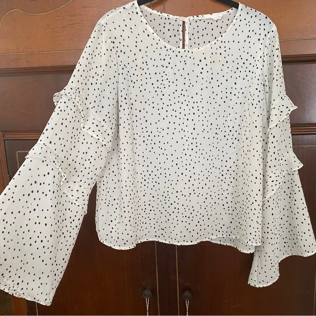 LUSH All in Favor Ruffle Bell Sleeve Blouse - Image 2