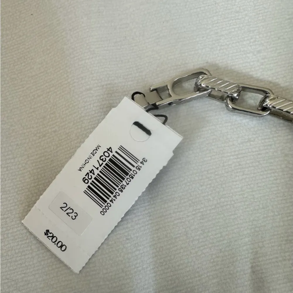 Express Textured 8” Thick Silver Colored Curb Chain Bracelet NWT - Image 3