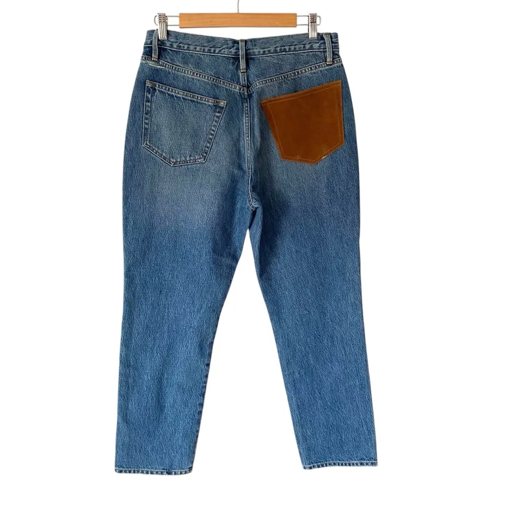 Frame NWTs Le Original Suede Panel Button Dly Cropped Jeans size 29 - Image 7