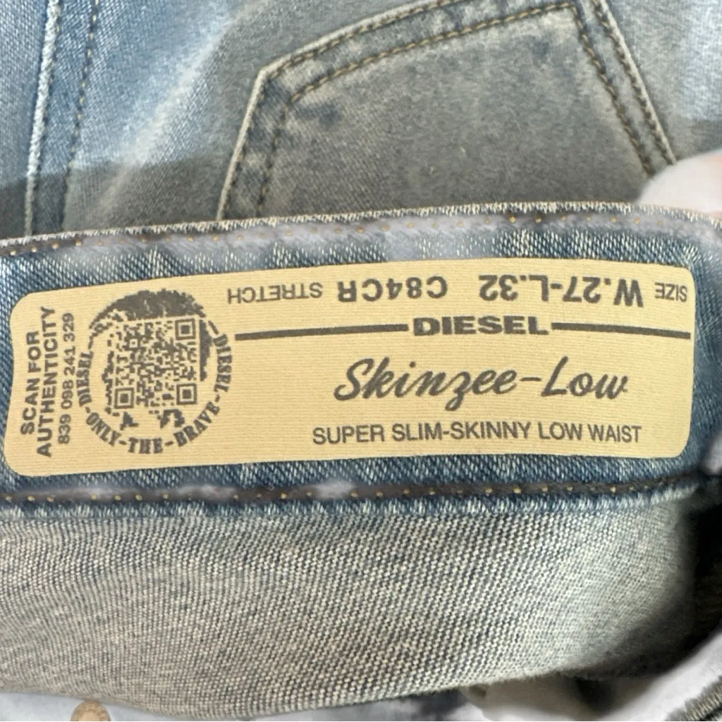 Diesel Skinzee Low Super Slim Low Waist Jeans Size 27 x 32 - Image 7
