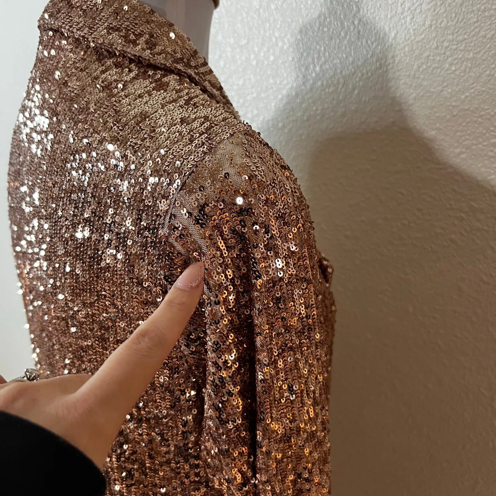 Show Me Your Mumu SMYM Bazel Sequins Blazer Jacket Dress rose gold WOMENS SMALL - Image 7