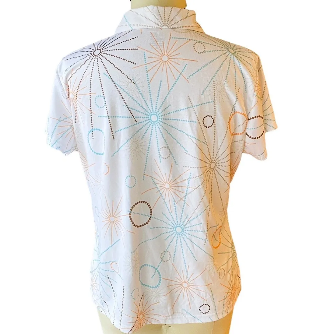 IZOD XFG White & Multicolor Golf Polo Cool FX Activewear Top ~ Women's Size XL - Image 3