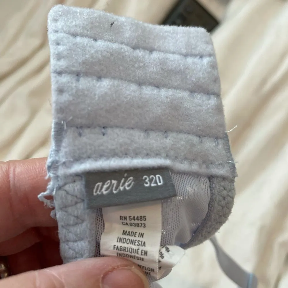 Aerie Lace Deep V Underwire Bralette Light Blue 32D - Image 14