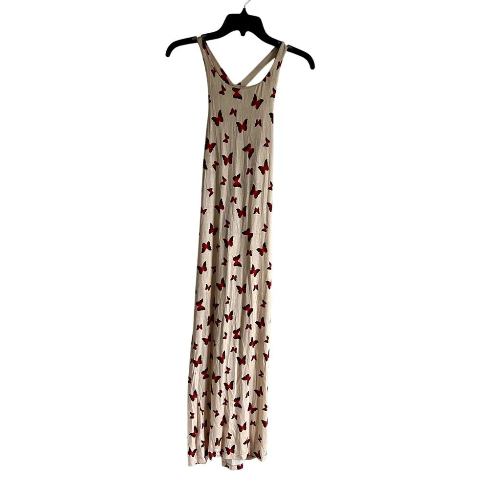 Musier Paris Womens Butterfly Orange Printed Open Back Maxi Dress size 34 XS C3 - Image 3