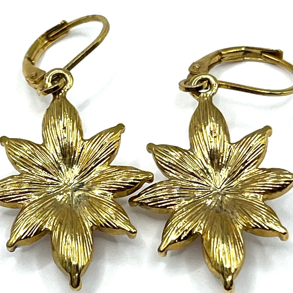 Joan River's Vintage Gold Tone Pearl And Rhinestones Lever Back Earrings Floral - Image 7