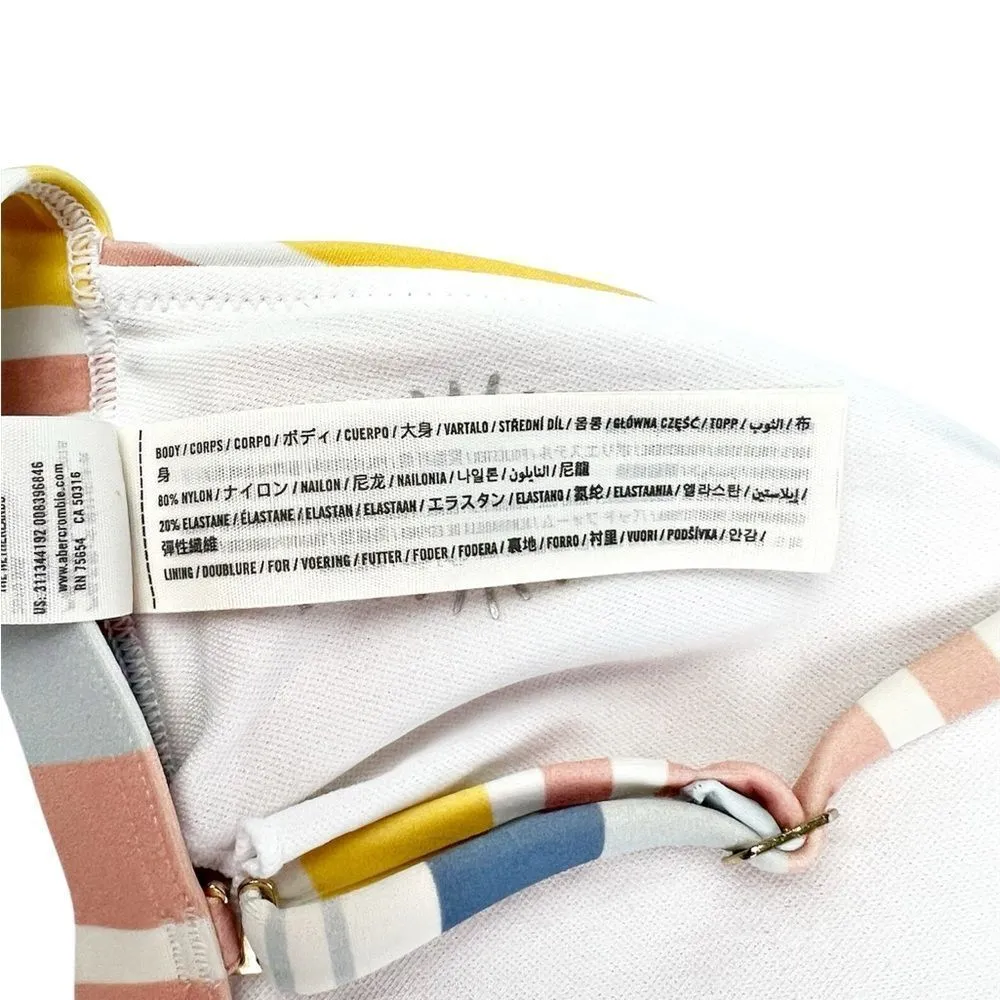 Hollister Yellow Blue Multi Striped Bikini Top Size Large - Image 5