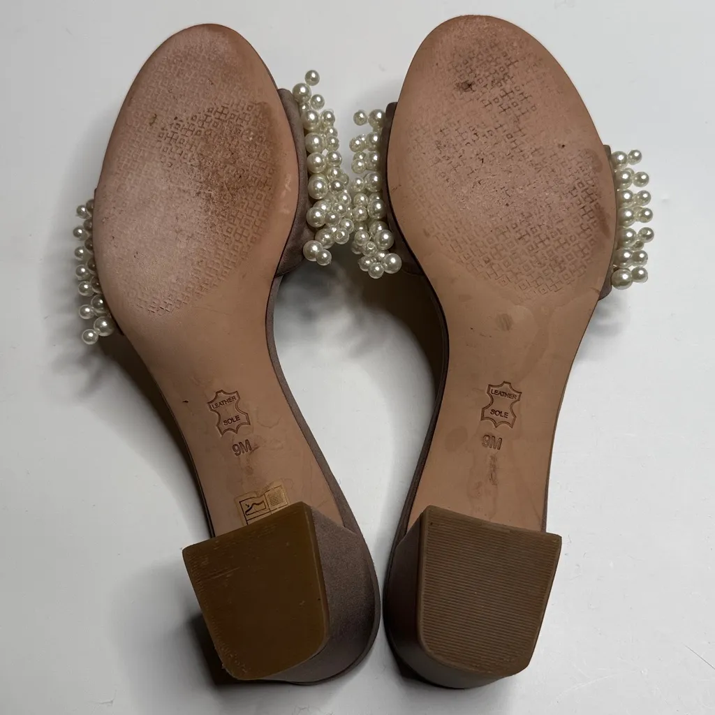 Tory Burch Tatiana Beaded Pearl Block Heel Sandals S-454 Sz 9 - Image 9