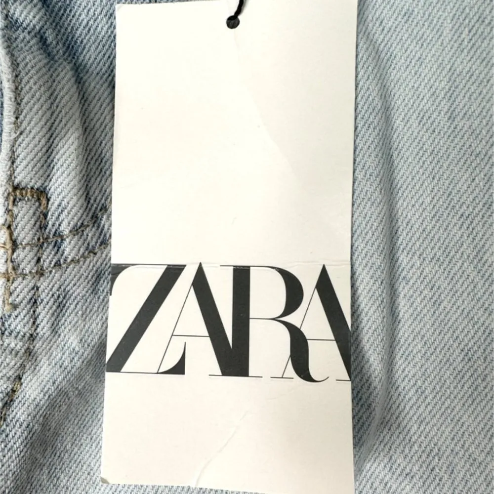 ZARA Skirt Womens Large Denim Midi Light Wash Slit🩵 - Image 8