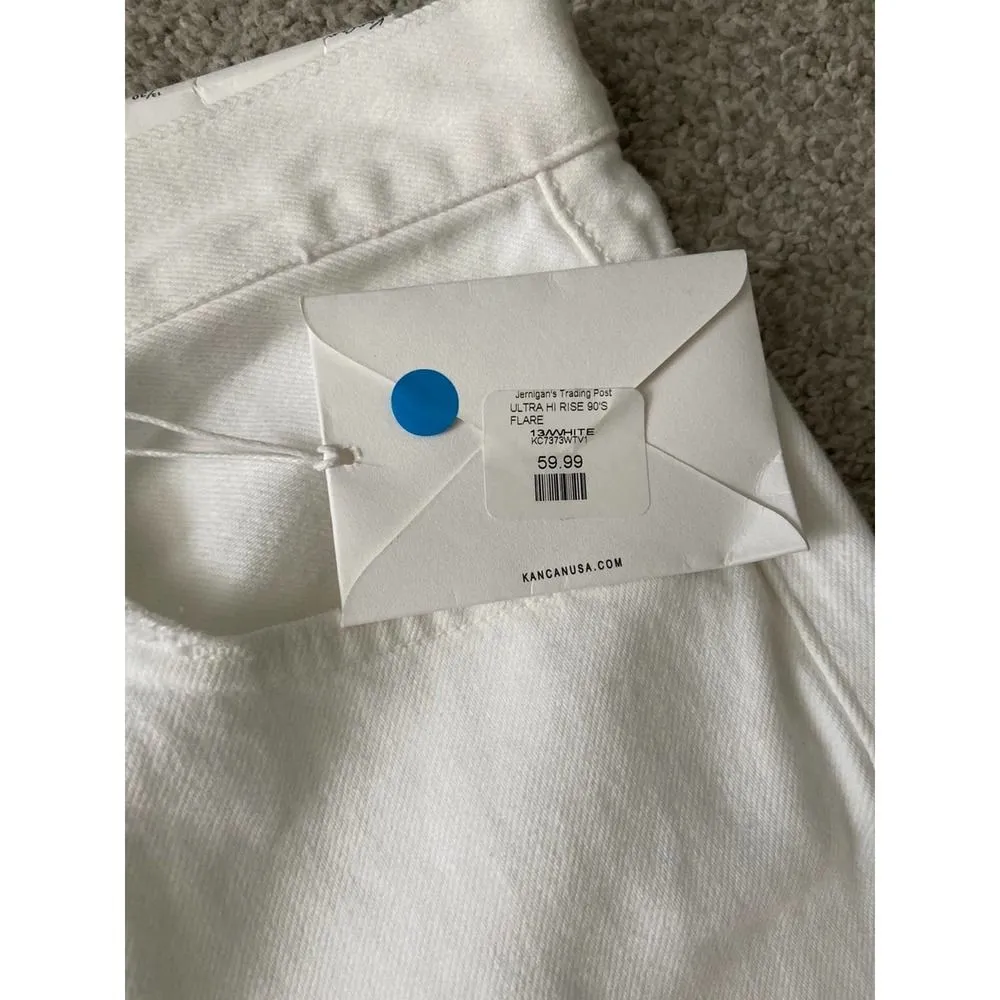 Kancan size‎ 13 90s flare white denim jeans NWT Size 12 - Image 4