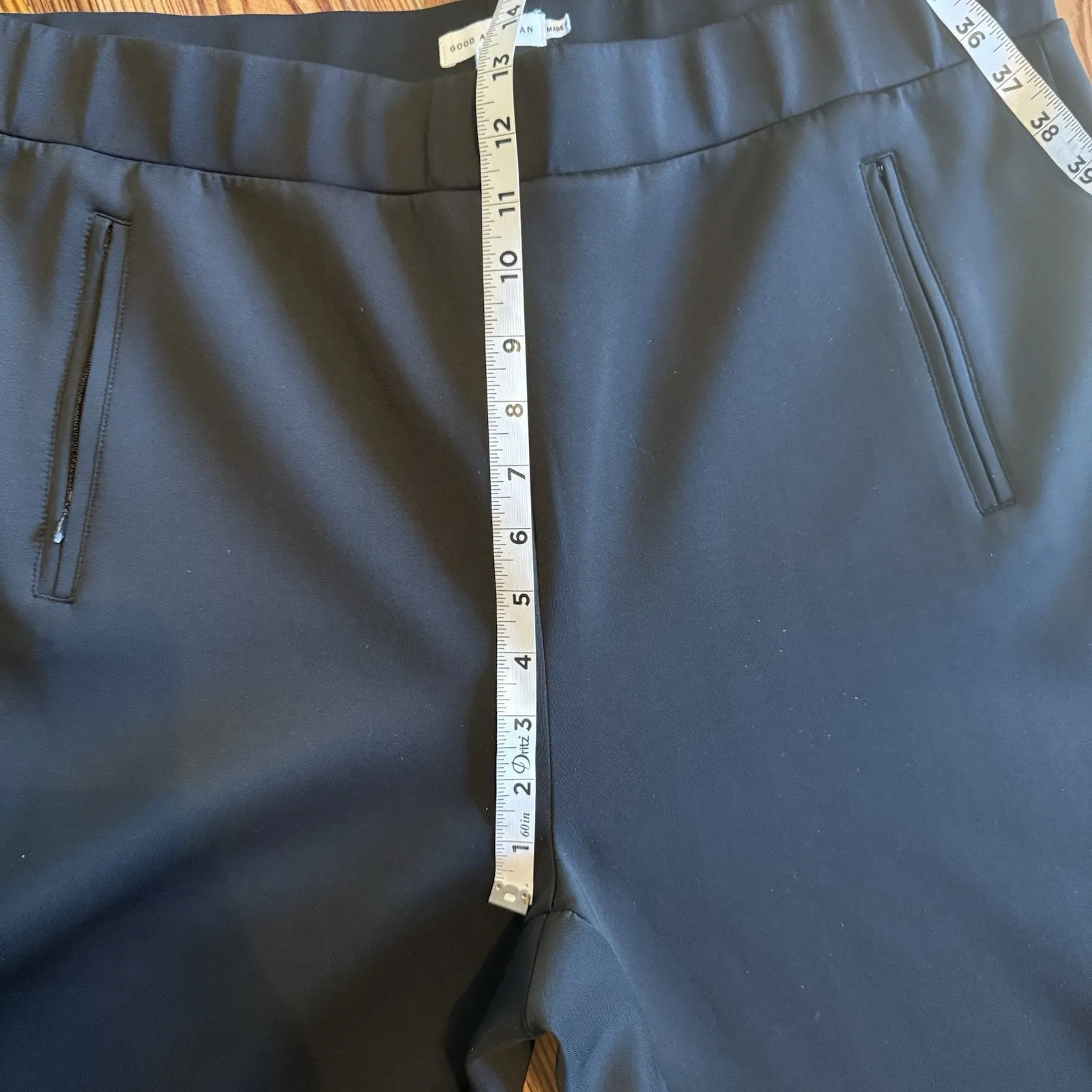 Good American Scuba Pants Black 38x29 Ankle Zip Workwear Stretch Staple Minimal - Image 13