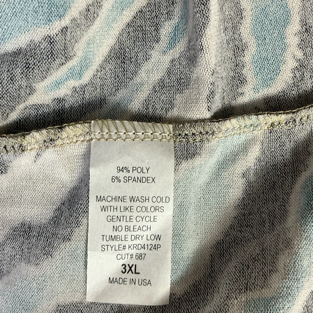 Chic Zebra Print Long Sleeve Dress Blue Size 3X - Image 5