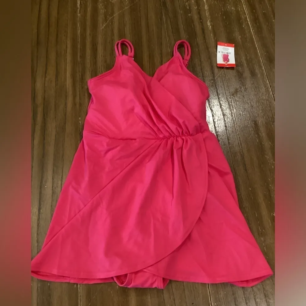 Lands End pink Swim Dress one piece swimsuit size xs nwt - Image 5
