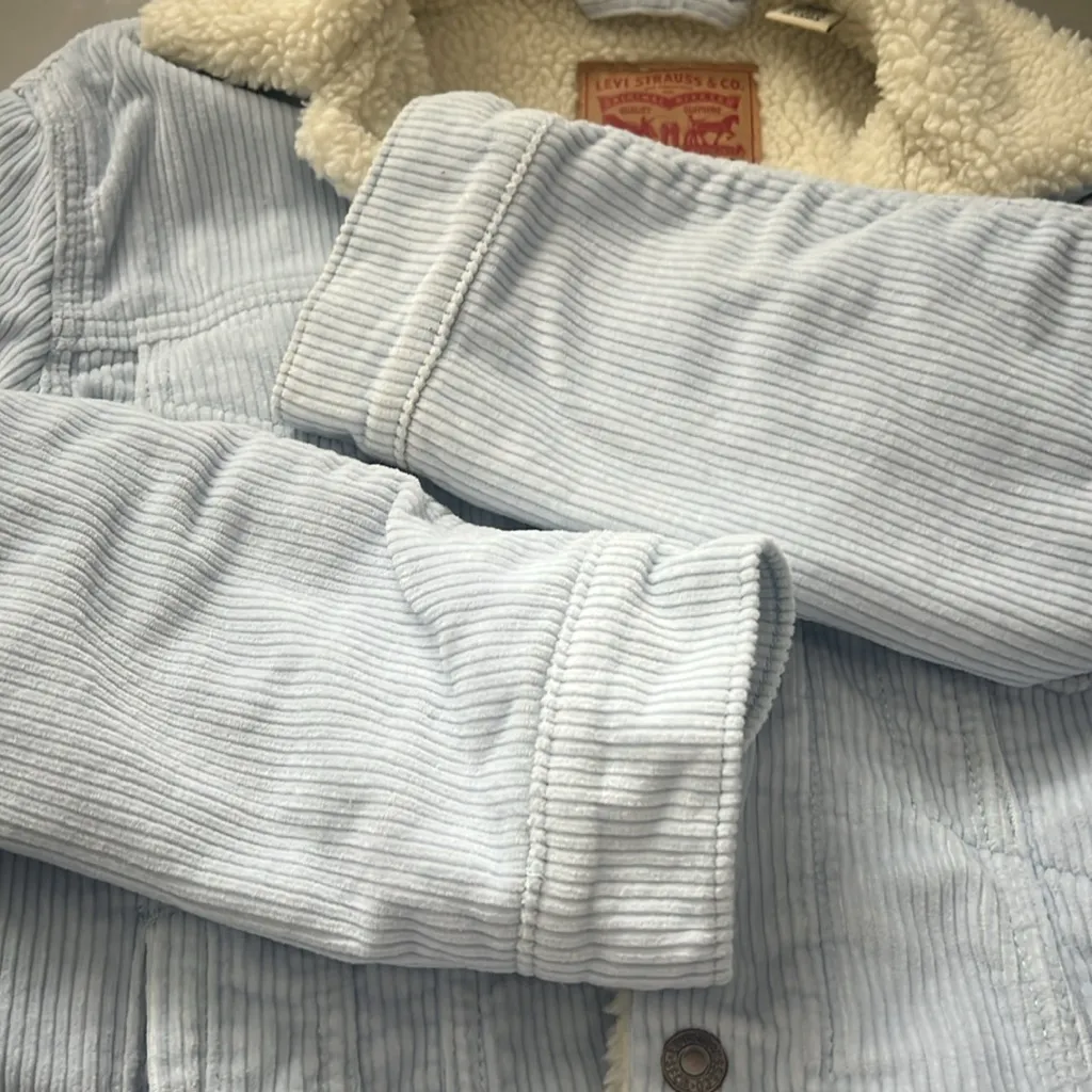 Levi’s Corduroy Faux Fur Jacket Blue Size Small - Image 10