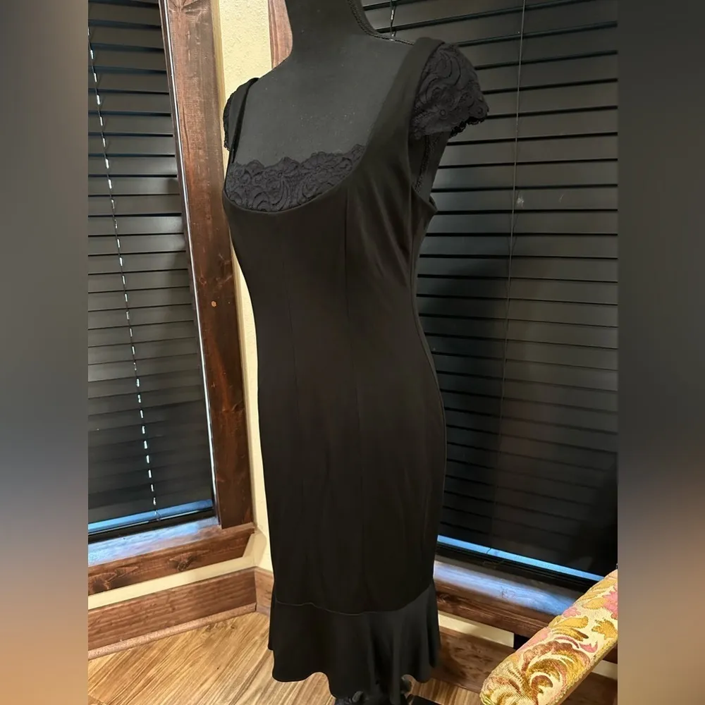 GUC DAVID  MEISTER    black cocktail dress with bottom balse and lace Sz 12 - Image 5