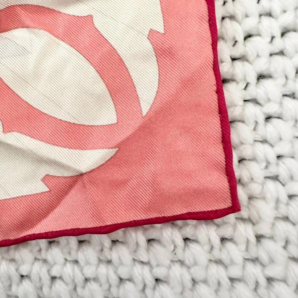 Cartier Pink Purple Ivory Geometric Skyline Cityscape Spellout Silk Square Scarf - Image 11