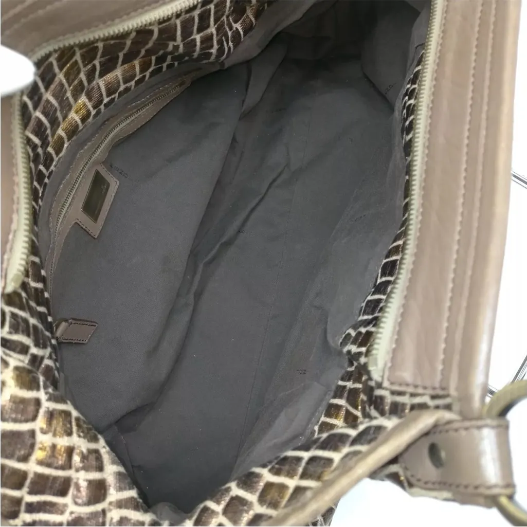 Fendi  Croc Embossed Canvas Bronze Handbag EUC - Image 8