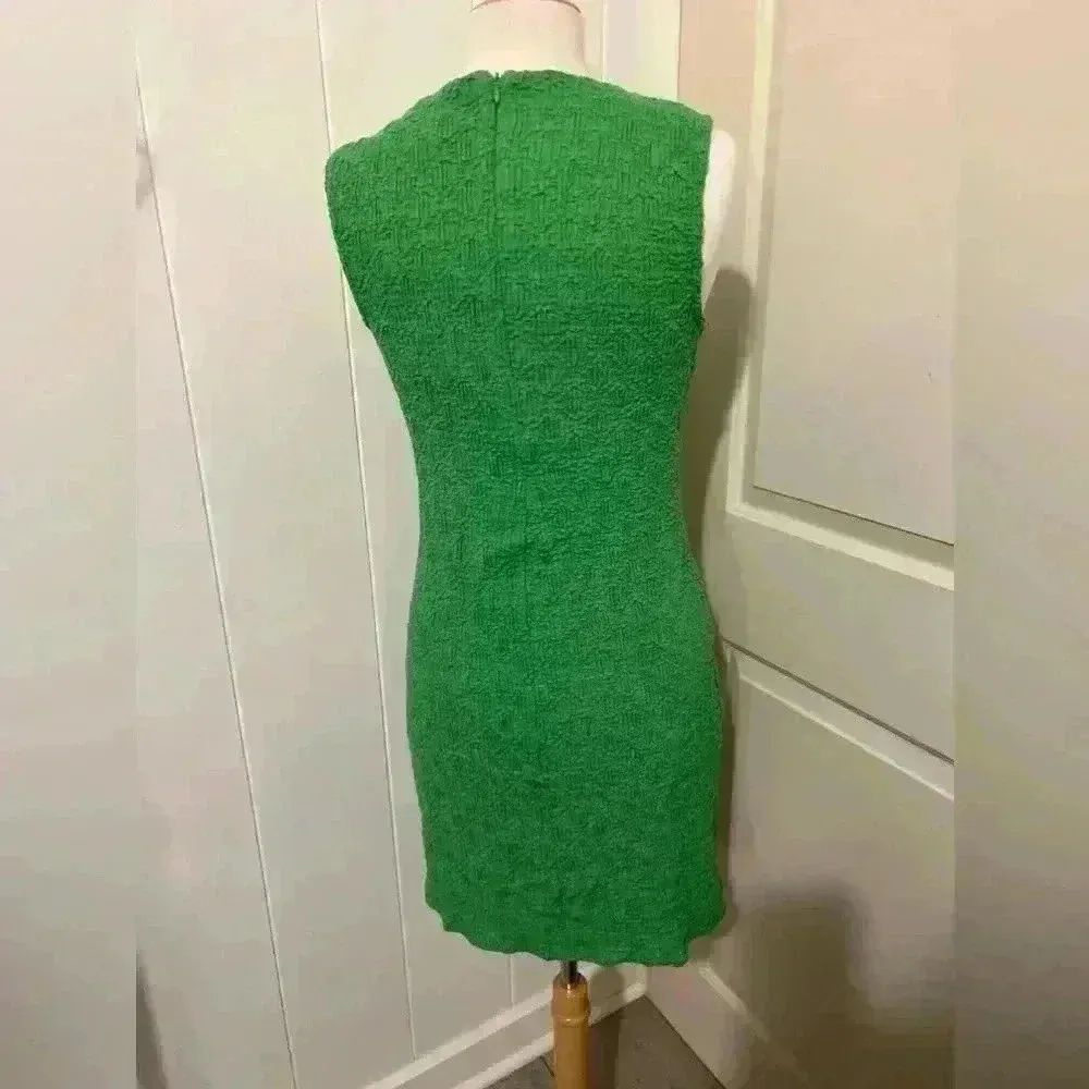Anthropologie $128 Porridge Clothing Textured Slim Knit Green Mini Dress Medium - Image 3
