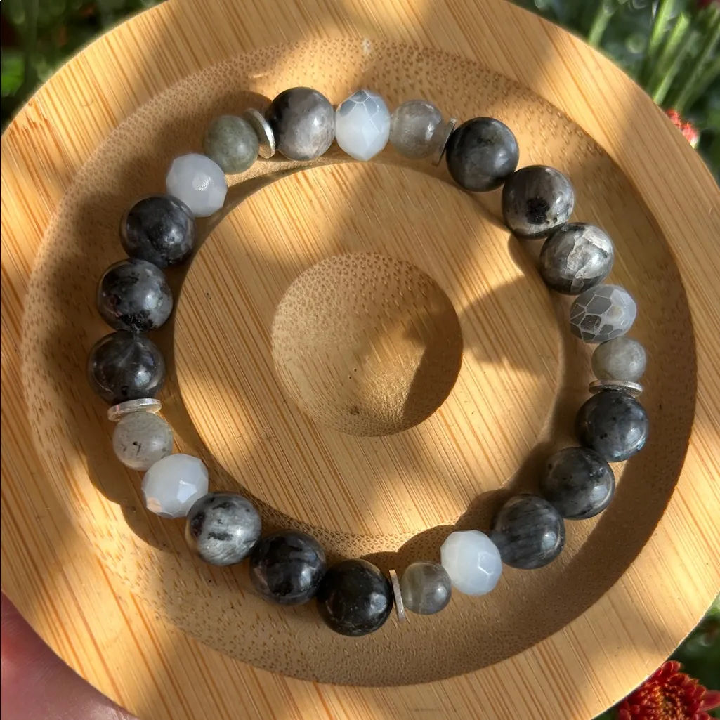 Handmade  Labradorite + Larvikite Bracelet * - Image 2