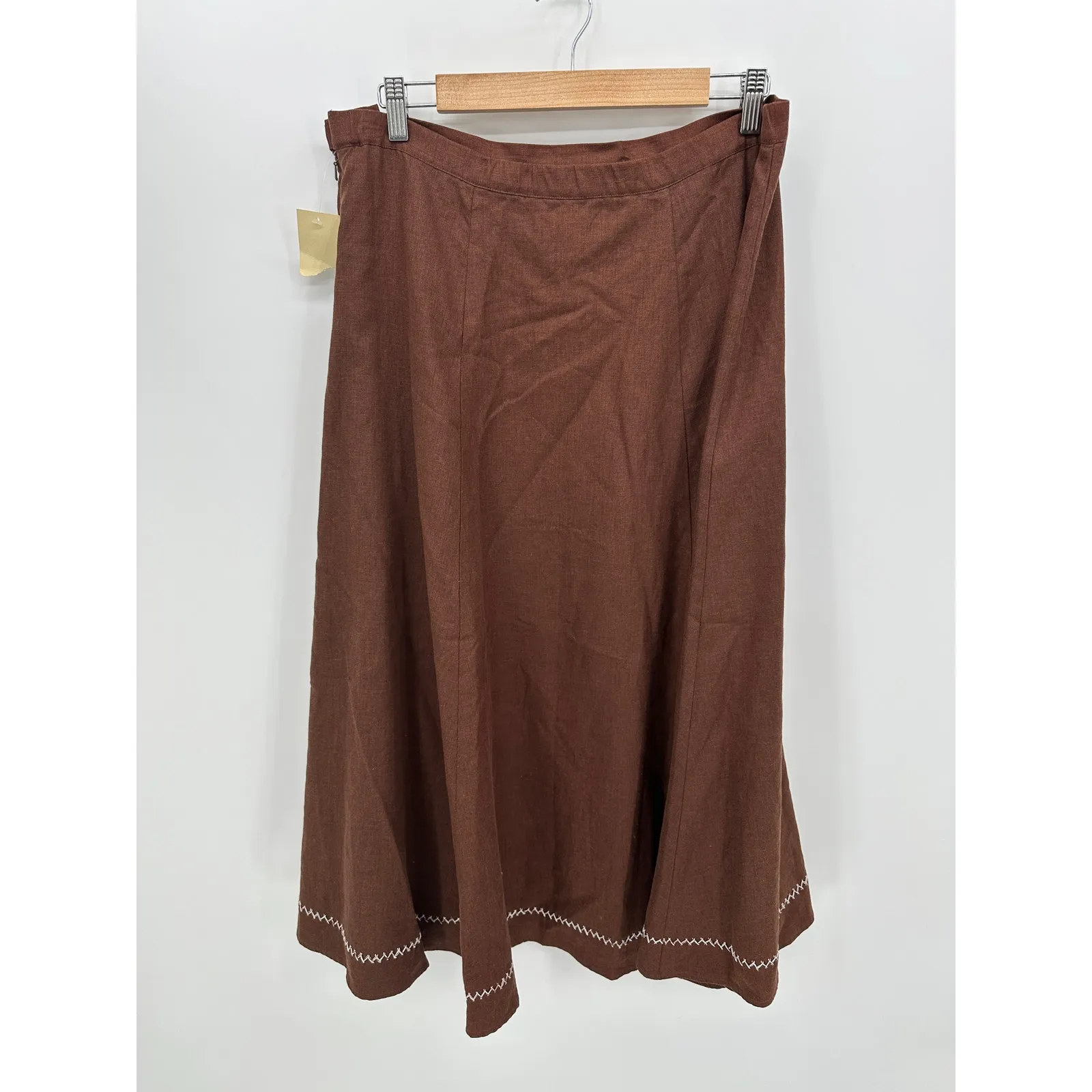 Coldwater Creek Brown Linen Blend Maxi Skirt Size L NWT Country Minimal Western - Image 2