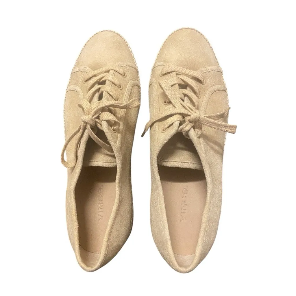 Vince Windell Womens Suede Platform Sneakers Size US 7 EUR 37 Tan Beige Low Top‎ - Image 3
