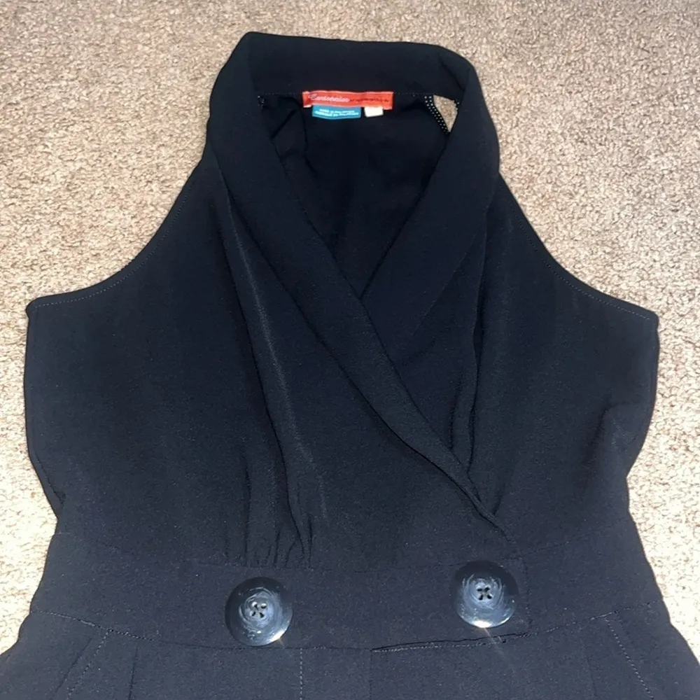 Anthropologie Cartonnier Menswear Tuxedo Cropped Ankle Jumpsuit Black 8‎ - Image 4