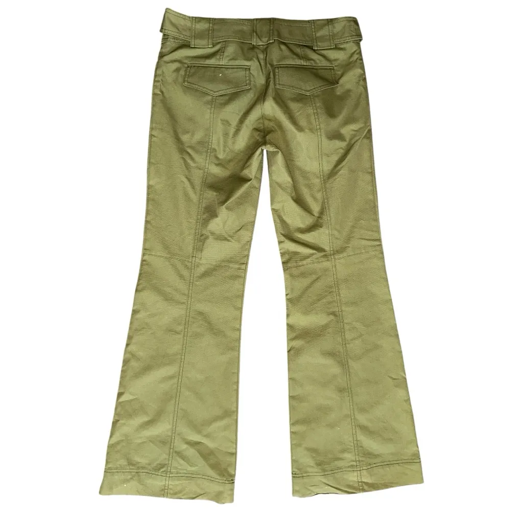 Nanette Lepore Vintage Women’s Size 4 Olive Army Green Belted Flared Pants - Image 2