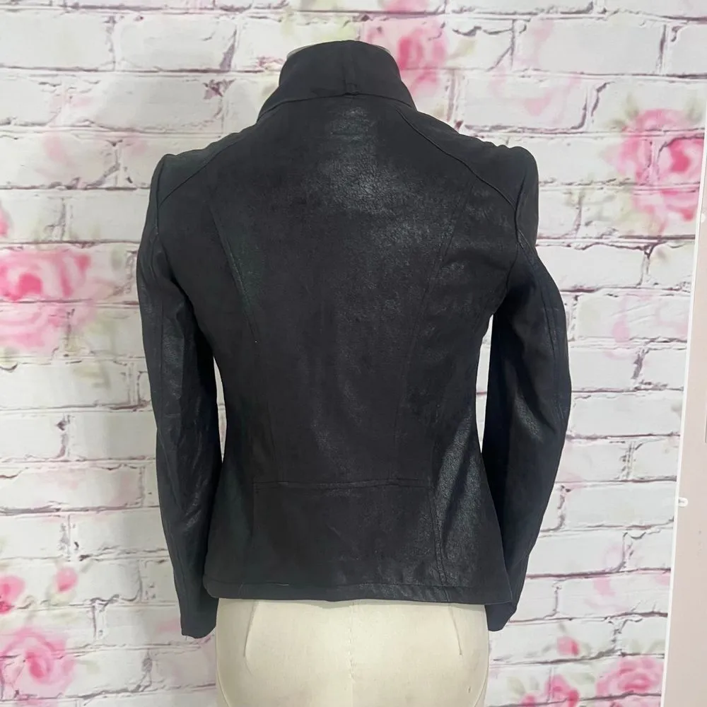 Blank nyc nwt black faux leather moto asymmetric zipper jacket size xs - Image 4