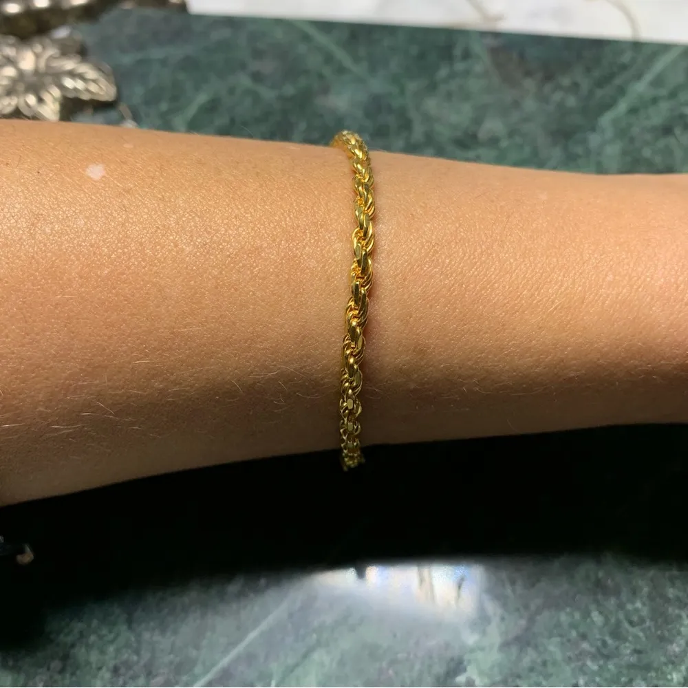 Twisted Rope Chain Bracelet 7.5” Solid 925 Gold Vermeil - Image 5