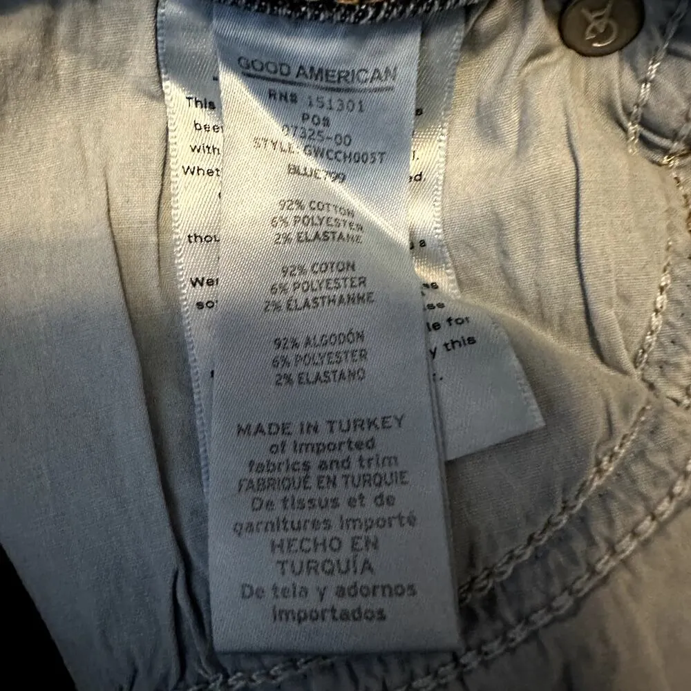 Good American Jeans Good Waist Crop Skinny High Rise Chewed Hem Blue799 8/29 NWT - Image 9