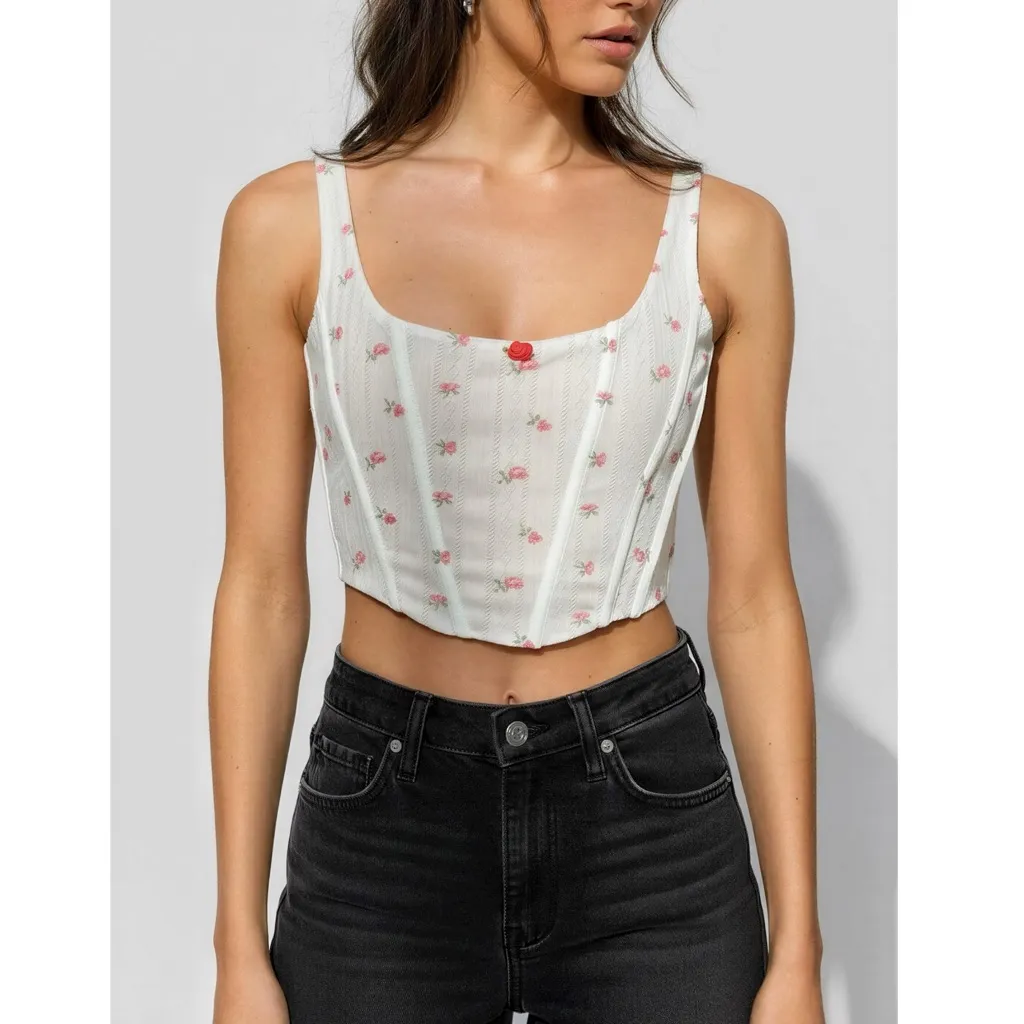 With Jean WITH JÉAN Cindy Corset, Red Pointelle, Small - Image 2