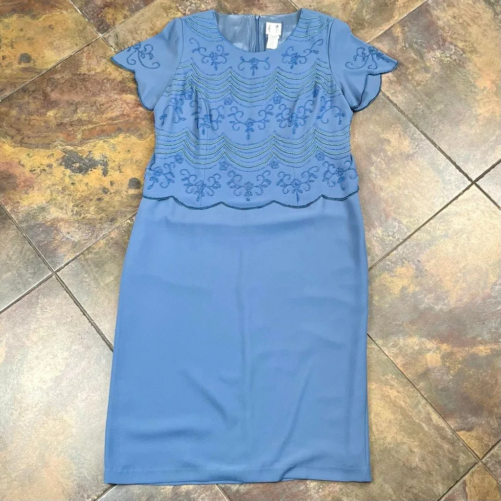 R&M Richards Formal Cocktail Dress Beaded Overlay 18W - Image 4