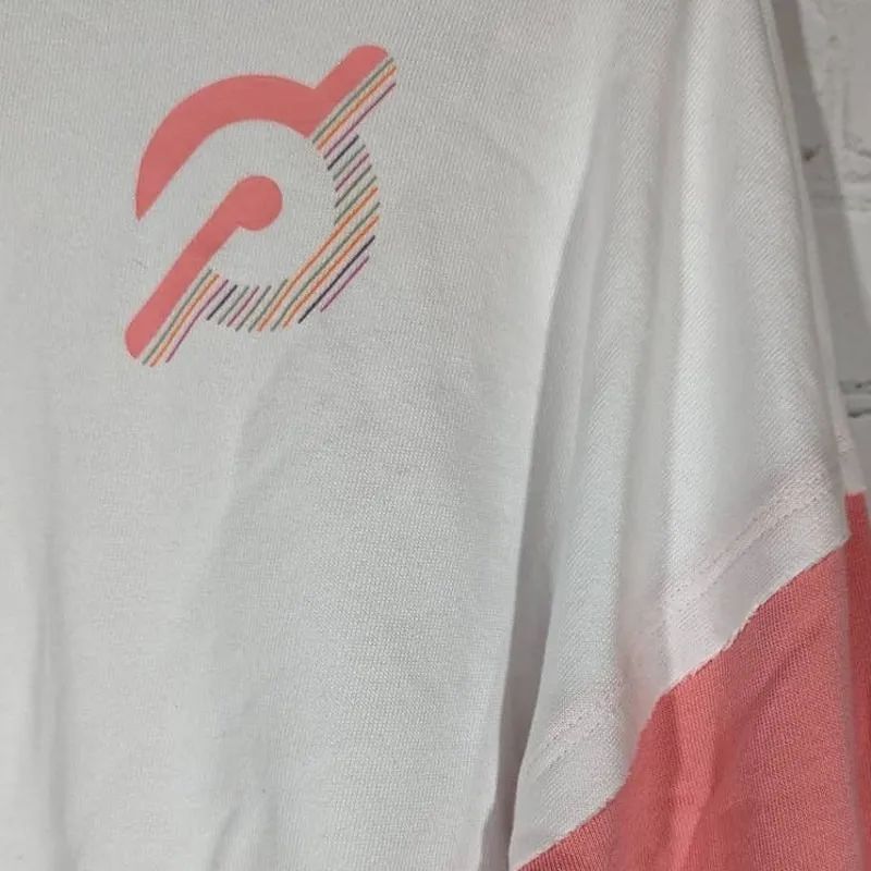 Peloton SU121 Unwind Pullover Sweatshirt White Coral Pink Colorblock Size M - Image 3
