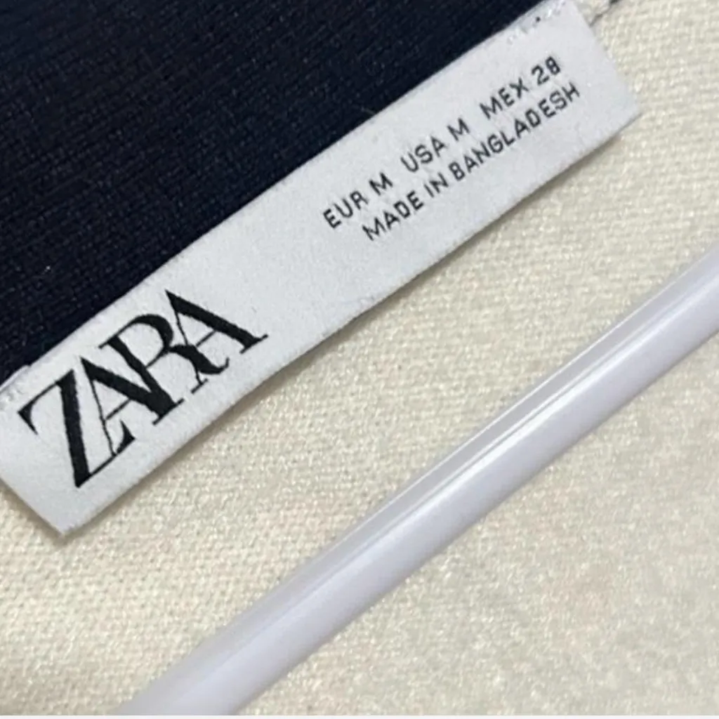 ZARA Cream Cardigan Sweater – Navy Contrast Trim, Button Down, Size M - Image 4