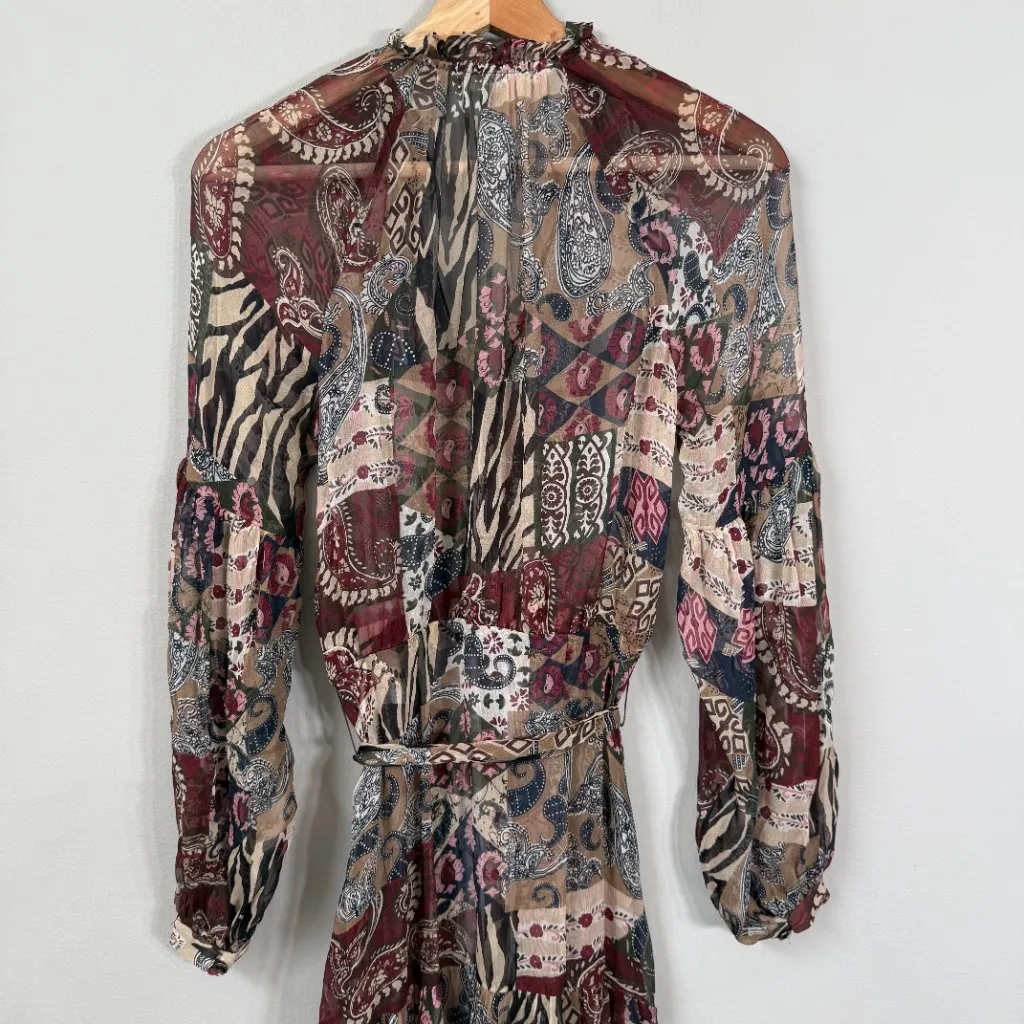 Veronica Beard Isra Multi-Print Silk Maxi Dress Women's 0 Paisley Tie Waist NWOT - Image 15