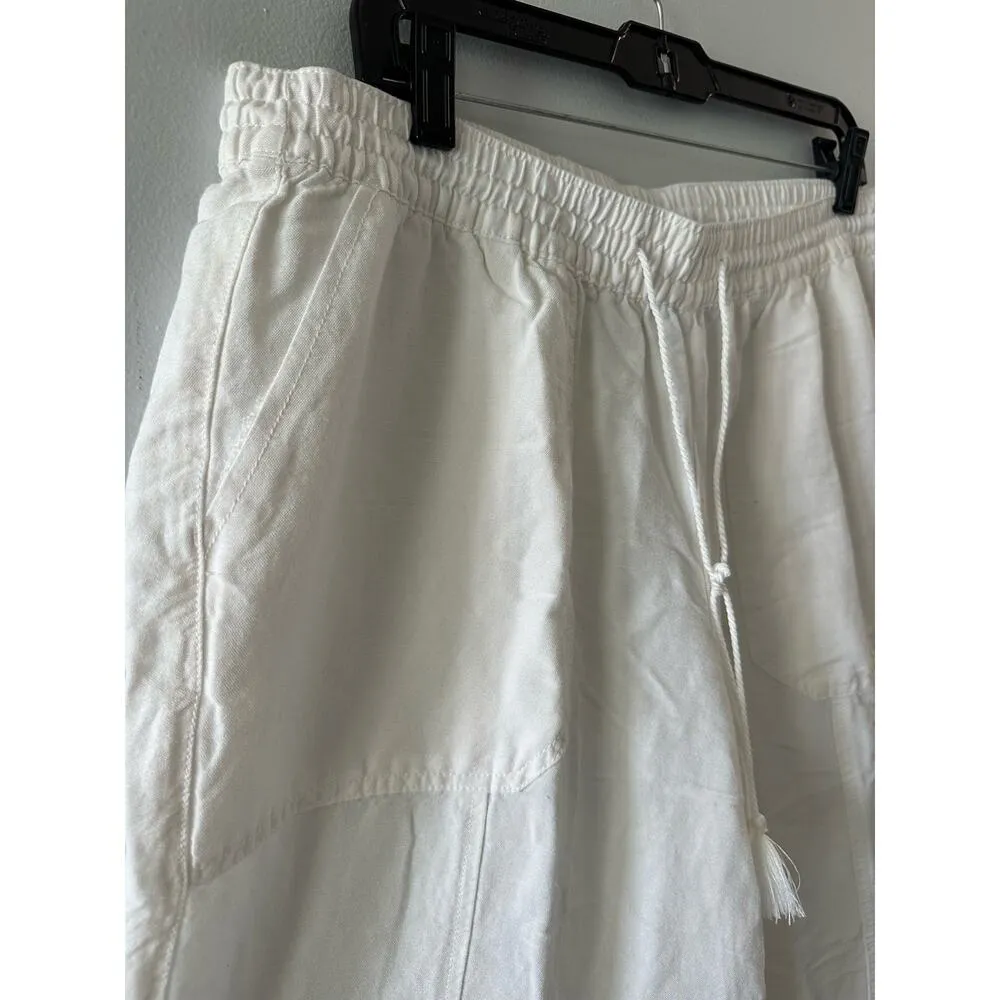 Lane Bryant Pants Women's 14/16 White Linen Drawstring Coastal Beachy Lagenlook - Image 3