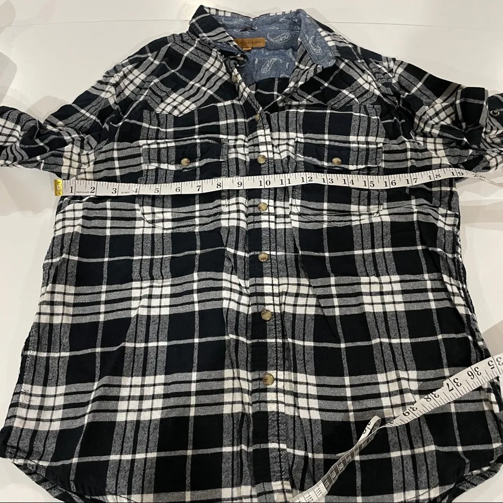 Jachs Girlfriend Black & White Plaid Long Sleeve Button Down Shirt Size M - Image 7