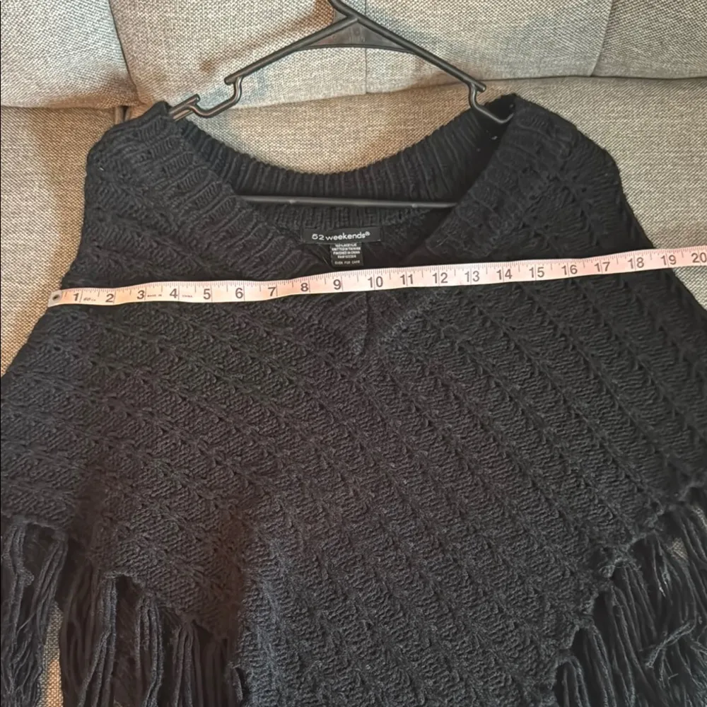 52 Weekends Black Sweater with Fringe by Coldwater Creek - Image 4