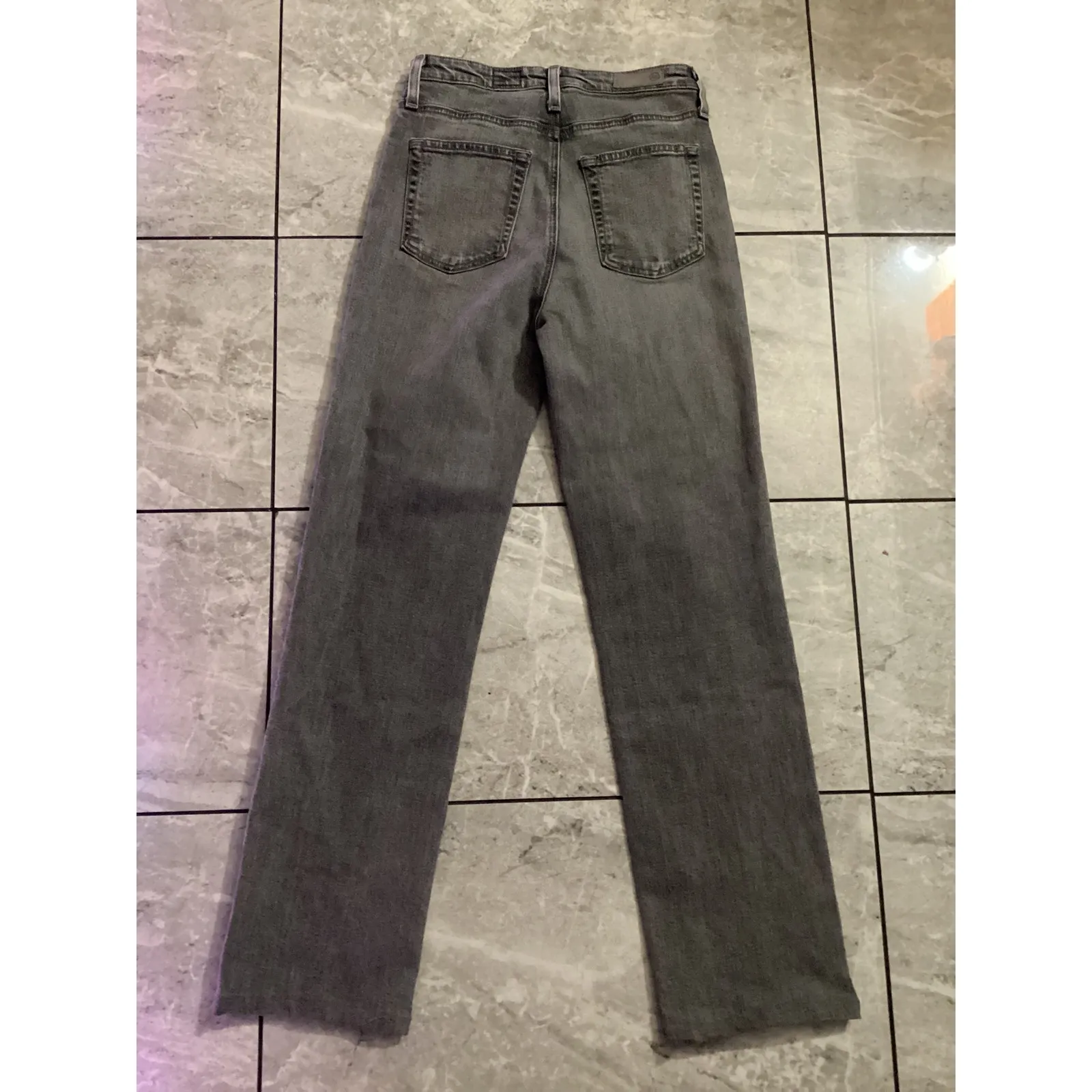 AG Adriano Goldschmied Alexis High Rise Vintage Straight Jeans Grey Wash 26R - Image 3
