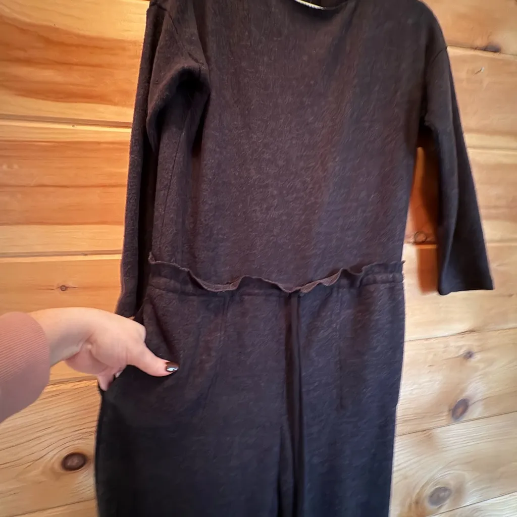 Zara Grey Warm Jumpsuit with Drawstring Waist & Pockets size Small - Image 3