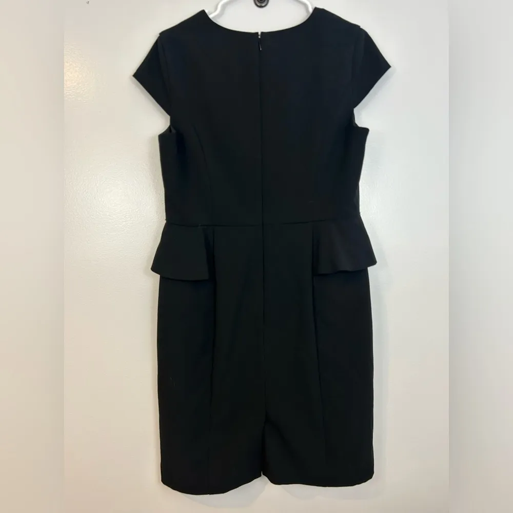 Adrianna Papell Black V-neckline Peplum Sheath Dress Size 12 - Image 5