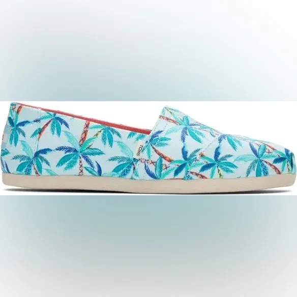 Toms X Paper Source Teal Palm Tree Alpargata Slip On Shoes - Size 11 - Image 2
