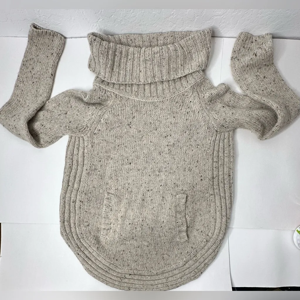 Cynthia Rowley Turtleneck Womens Size L Tan Long Sleeve Sweater Wool Blend Thick - Image 6