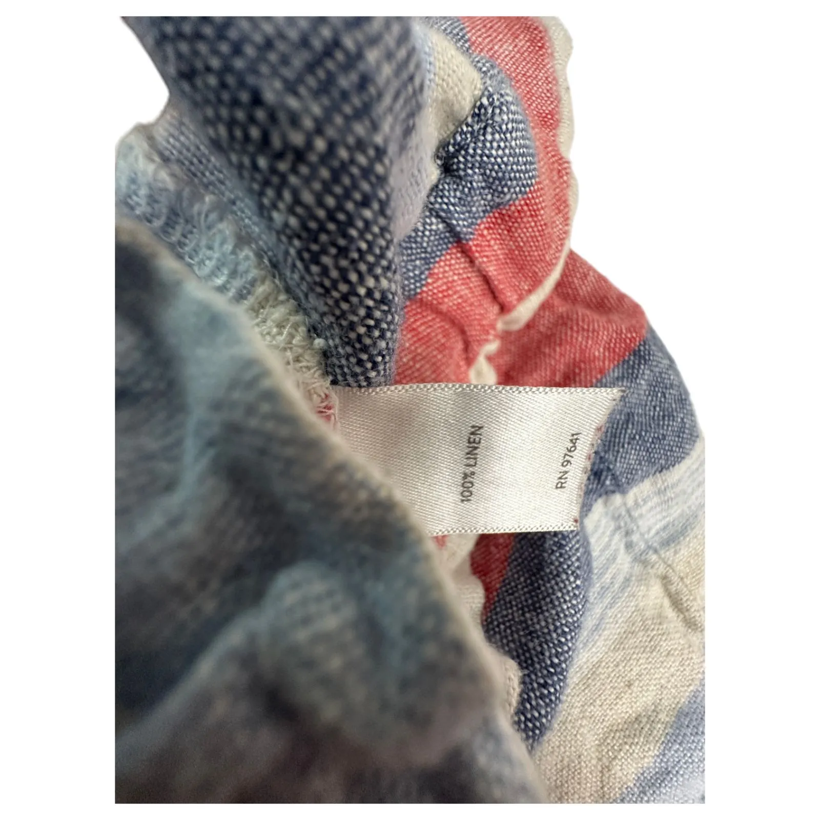 J. Jill Love Linen Blue Cream Red Stripe Nautical Tie Bermuda Shorts Women's XS - Image 4