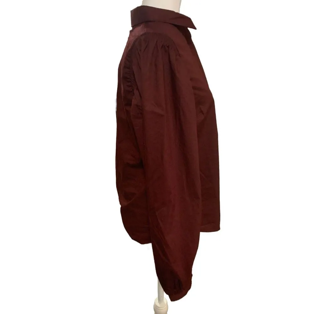 Worthington | NWT Maroon Balloon Sleeve Button Down Blouse Size Medium - Image 2