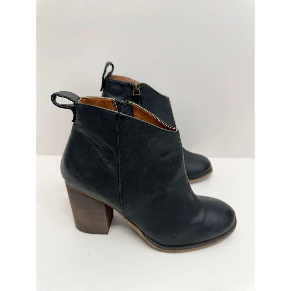 BP Boots Size 6 Womens Black Leather Block Heel Round Toe Ankle Booties - Image 2
