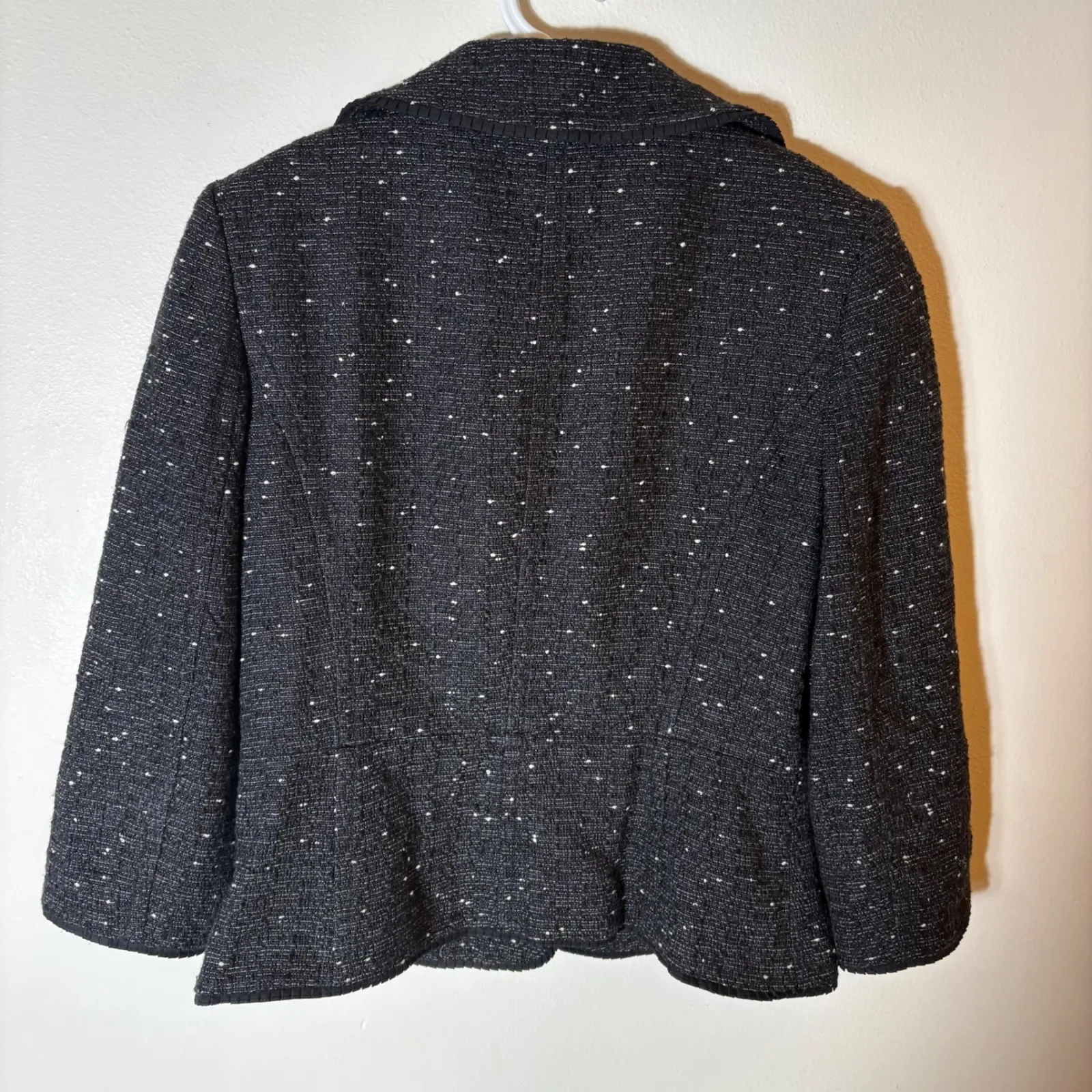 Ann Taylor Black Speckled Tweed Blazer Jacket Size 6 - Image 8